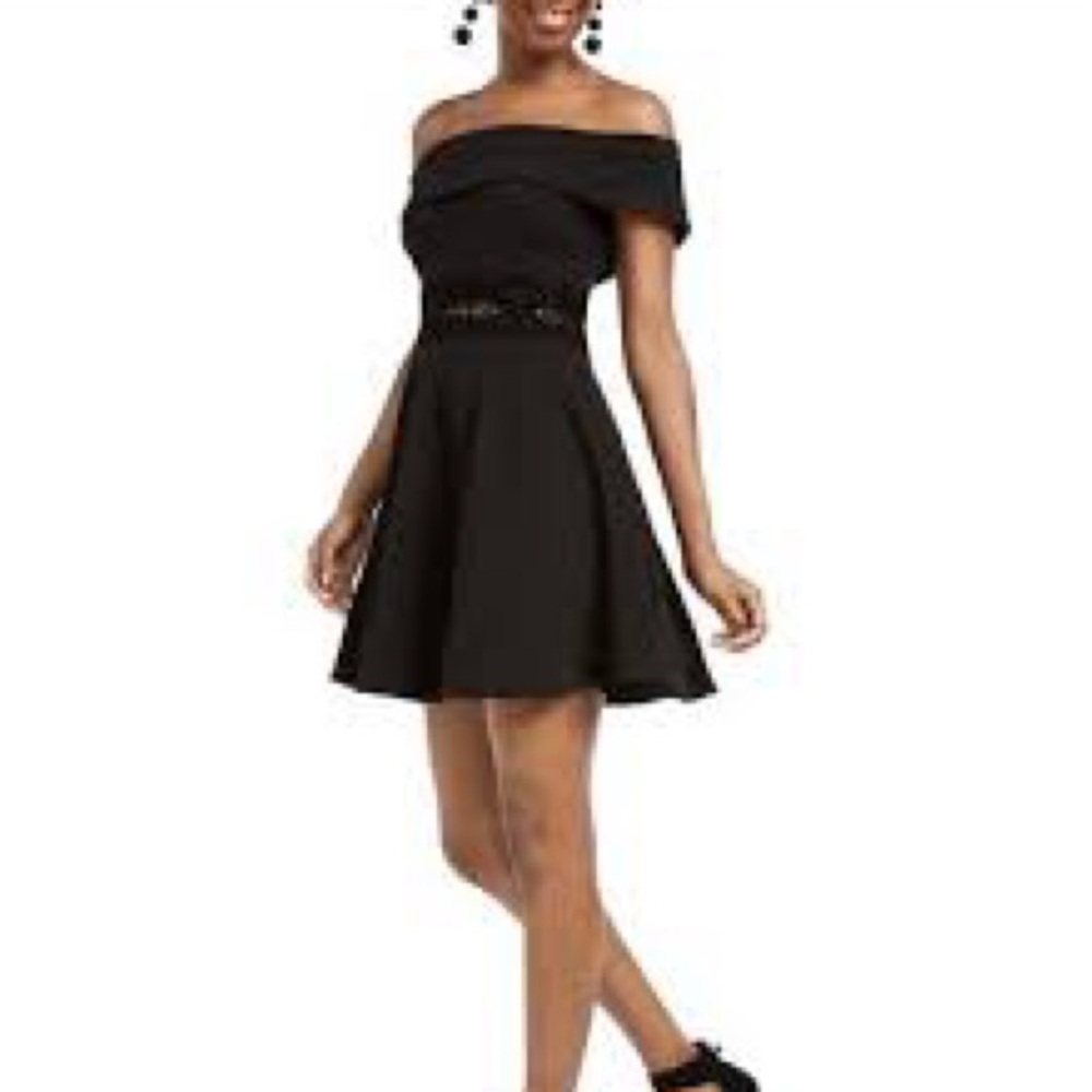 B Darlin Black Off-Shoulder Mini Dress